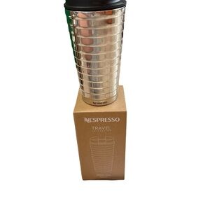 Nespresso Silver Travel Mug Touch Travel Mug, Stainless Steel. New in Box.